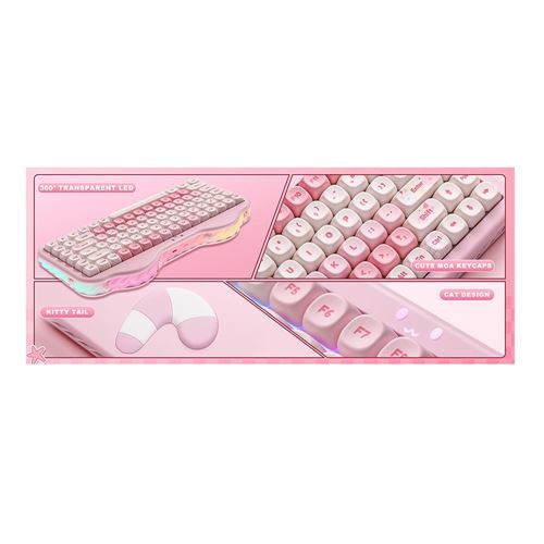 Yunzii C75 Cake Meow Wireless Mechanical Keyboard - Pink — vista 3