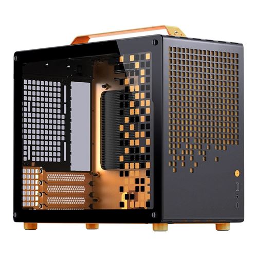 JONSBO Z20 Tempered Glass microATX Mini Tower Computer Case - Orange/Black — vista 3