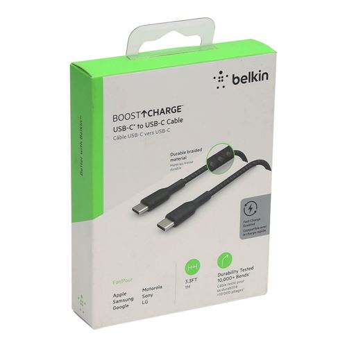 Belkin BOOST CHARGE Braided USB Type-C to USB Type-C Cable (Black) - 3.3ft. — vista 3