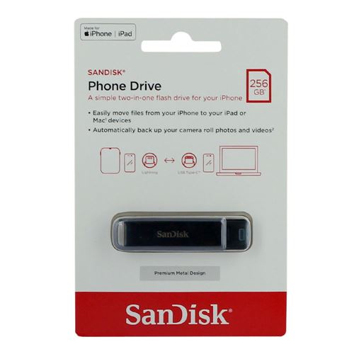 Sandisk 256GB Phone Drive USB 3.2 (Gen 1) Type-C / Lightning Thumb Drive - Blue — vista 3