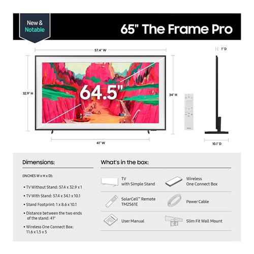 Samsung LS03HW The Frame Pro 65" Class (64.5" Diag.) 4K Ultra HD Smart QLED TV — vista 3
