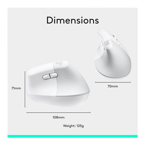 Logitech Lift Vertical Ergonomic Wireless Mouse - Off White — vista 3