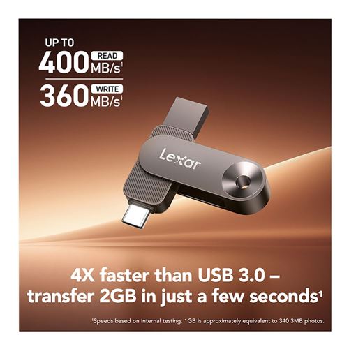 Lexar 256GB D500 Dual Drive USB 3.2 Gen 1 Flash Drive (USB-C / USB-A) - AFA Edition — vista 3