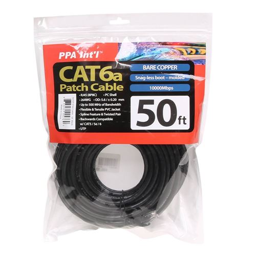 PPA 50 Ft. CAT 6a Snagless Molded Boots Ethernet Cable - Black — vista 3