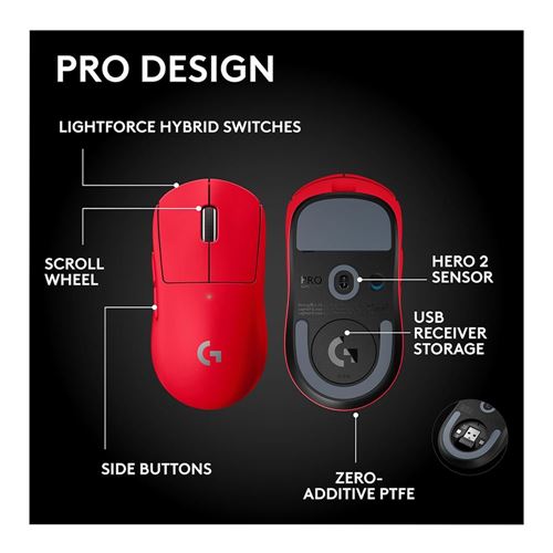 Logitech G PRO X SUPERLIGHT 2 SE LIGHTSPEED Wireless Gaming Mouse - Red — vista 3