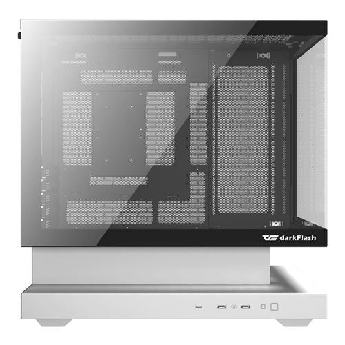 darkFlash F1 Tempered Glass microATX Mid-Tower Computer Case - White — vista 3