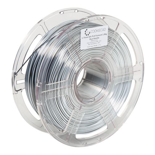 Cookiecad 1.75mm PLA Silk 3D Printer Filament Dual Color 1.0 kg (2.2 lbs.) Spool - Granite — vista 3