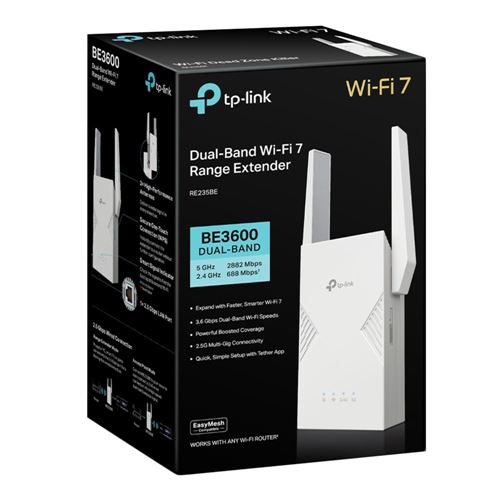 TP-LINK RE235BE BE3600 Dual-Band Wi-Fi 7 Range Extender - White — vista 3