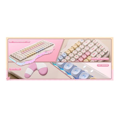 Yunzii C75 Cake Meow Wireless Mechanical Keyboard - Beige — vista 3
