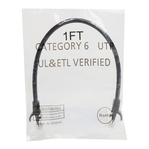 PPA 1 Ft. CAT 6 Snagless Ethernet Cable - Black — vista 3