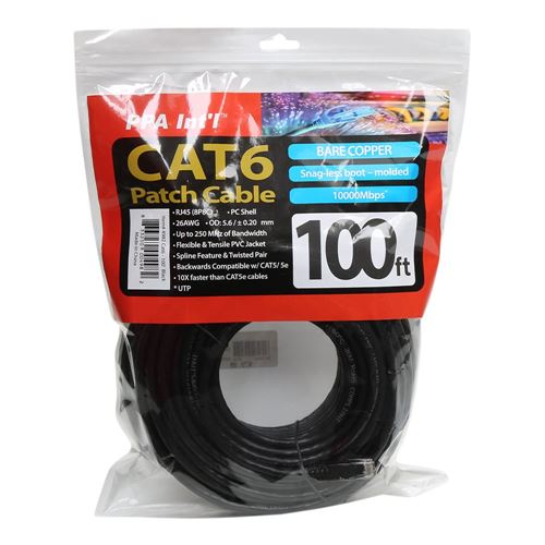 PPA 100 Ft. CAT 6 Stranded Snagless Ethernet Cable - Black — vista 3