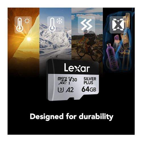 Lexar 64GB Professional SILVER PLUS UHS-I microSDXC Class 10 U3 V30 Flash Memory Card with — vista 3