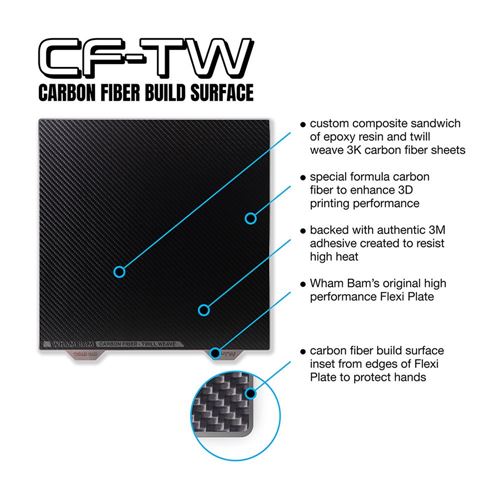 Wham Bam 355 x 355 Carbon Fiber Build Surface on a Spring Steel Flexi Plate — vista 3
