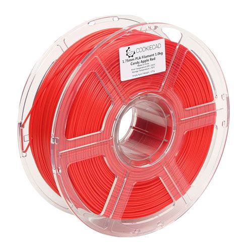 Cookiecad 1.75mm PLA 3D Printer Filament 1.0 kg (2.2 lbs.) Spool - Candy Apple Red — vista 3