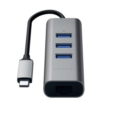 Satechi Type-C 2-in-1 USB 3.0 Aluminum 3 Port Hub and Ethernet Port — vista 3