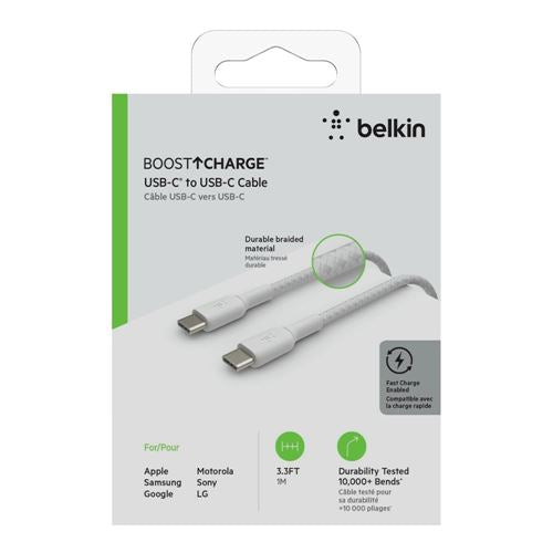 Belkin BOOST CHARGE Braided USB Type-C to USB Type-C Cable - White — vista 3