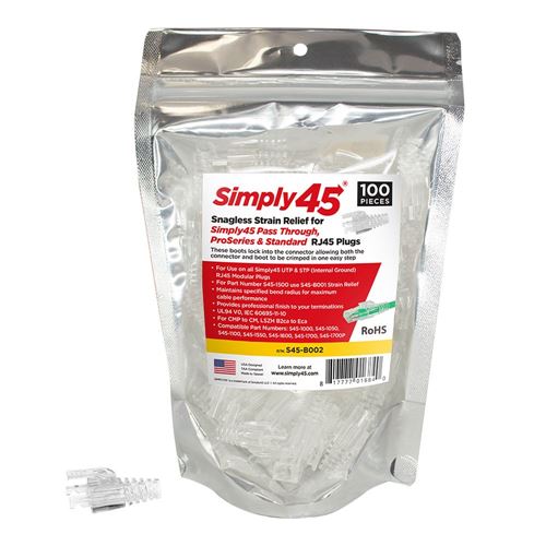 Simply45 Cat 6/6a Integrated Snagless Strain Reliefs (100-Pack) — vista 3