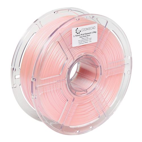 Cookiecad 1.75mm PLA 3D Printer Filament Single Color 1.0 kg (2.2 lbs.) Spool - Pale Pink  — vista 3
