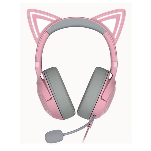 Razer Kraken Kitty V2 USB Headset with RGB Kitty Ears - Quartz — vista 3