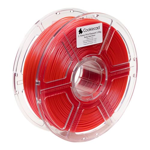 Cookiecad 1.75mm PLA 3D Printer Filament Single Color 1.0 kg (2.2 lbs.) Spool - Ruby Red E — vista 3