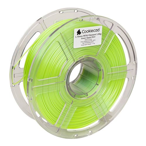 Cookiecad 1.75mm PETG 3D Printer Filament 1.0 kg (2.2 lbs.) Spool - Green Apple Elixir — vista 3