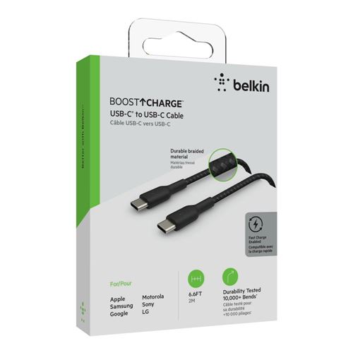 Belkin BOOST CHARGE Braided USB Type-C to USB Type-C Cable (Black) - 6.6ft — vista 3