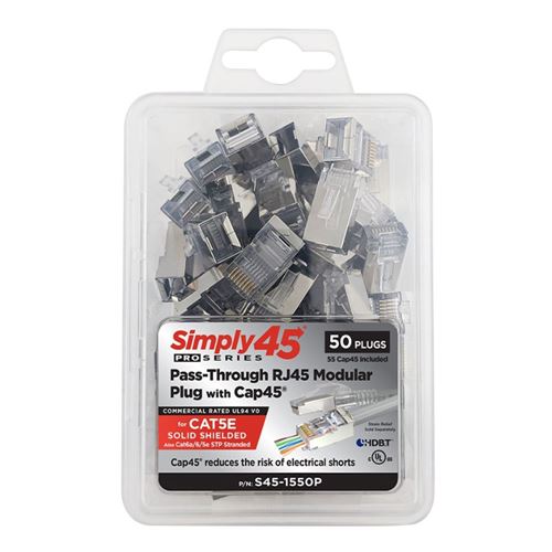 PROSeries Pass Through Shielded - 50pc Clamshell
 Cat5e STP (internal ground) With Cap45 — vista 4