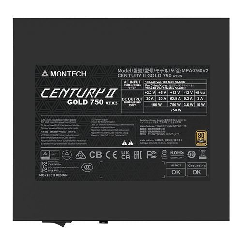 Montech CENTURY II 750 Watt 80 Plus Gold ATX Fully Modular Power Supply - ATX 3.1 Compatib — vista 4