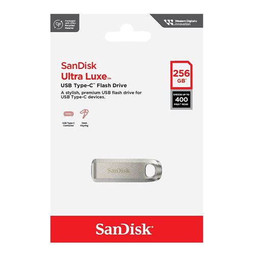 Sandisk 256GB Ultra Luxe Type-C SuperSpeed+ USB 3.2 (Gen 1) Flash Drive - Silver — vista 4