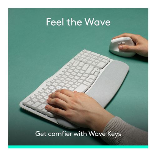 Logitech Wave Keys Ergonomic Wireless Keyboard - Off-White — vista 4