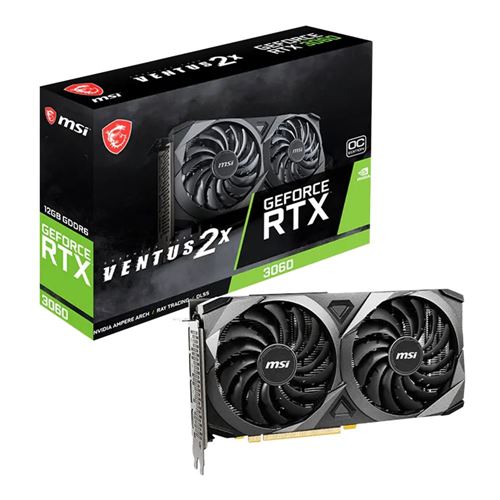 MSI NVIDIA GeForce RTX 3060 VENTUS 2X OC Dual-Fan Graphics Card
 12GB GDDR6 Memory;  PCIe  — vista 2
