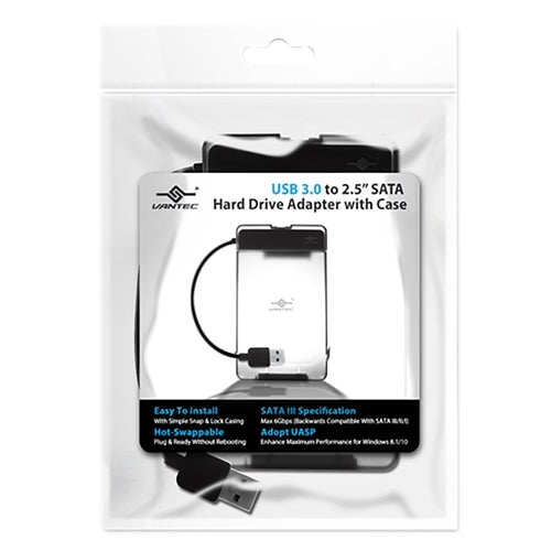 Vantec USB 3.1 to 2.5" SATA III Hard Drive Adapter with Case — vista 4