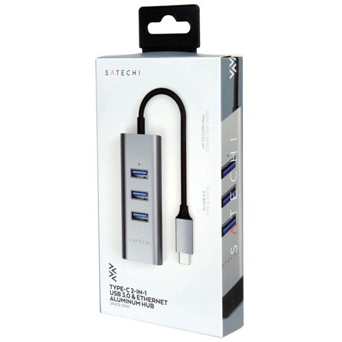 Satechi Type-C 2-in-1 USB 3.0 Aluminum 3 Port Hub and Ethernet Port — vista 4