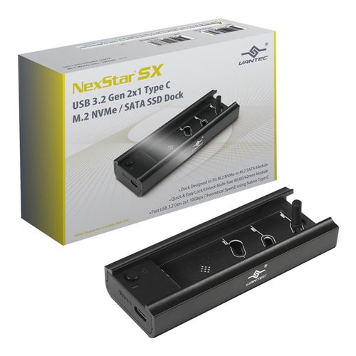 Vantec NexStar SX USB 3.2 Gen 2 Type C M.2 NVMe/SATA SSD Dock — vista 4