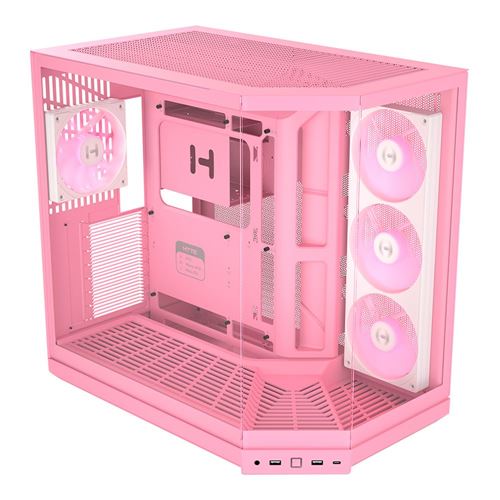HYTE Y50 RGB Essential Aesthetic Tempered Glass ATX Mid-Tower Computer Case - Strawberry M — vista 4