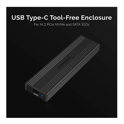 Sabrent USB 3.2 Type-C Tool-Free Enclosure for M.2 PCIe NVMe and SATA SSDs (EC-SNVE) — vista 4