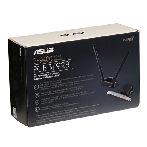 ASUS PCE-BE92BT BE9400 Tri-Band WiFi 7 PCIe WiFi and Bluetooth Adapter, heat sink, externa — vista 4