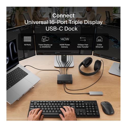 Belkin Universal 16-Port Triple Display USB-C Dock — vista 4