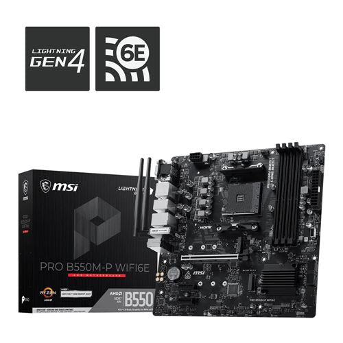Tarjeta Madre MSI PRO B550M-P WIFI6E AMD AM4 B550 microATX — vista 4