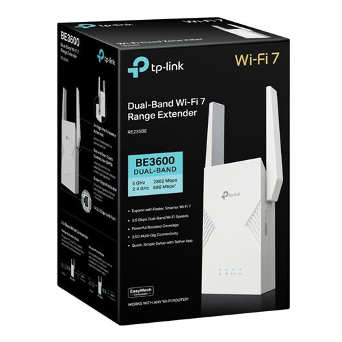 TP-LINK RE235BE BE3600 Dual-Band Wi-Fi 7 Range Extender - White — vista 4