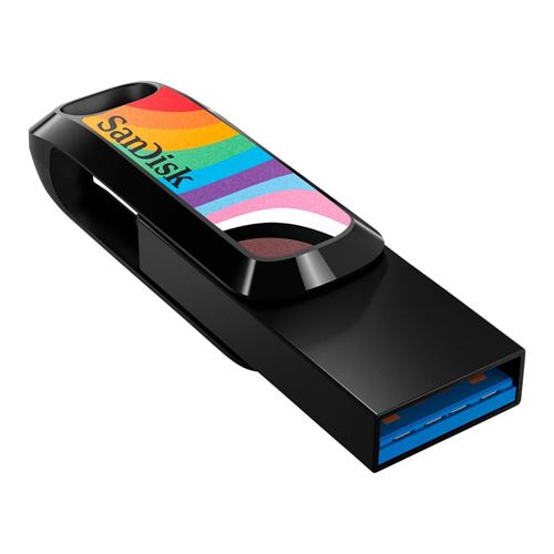 Sandisk 128GB Dual Drive Go SuperSpeed+ USB 3.2 (Gen 1) Flash Drive - Rainbow Pride Editio — vista 4