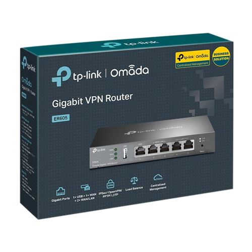 TP-LINK ER605 SafeStream Gigabit Multi-WAN VPN Router
 Up to 4 GB LAN Ports;  SPI Firewall — vista 4