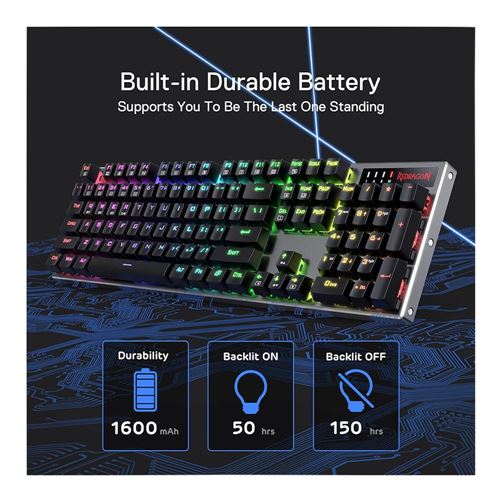 RedDragon Dharma Pro MCK556 Wireless Mechanical Gaming Keyboard - Black — vista 4