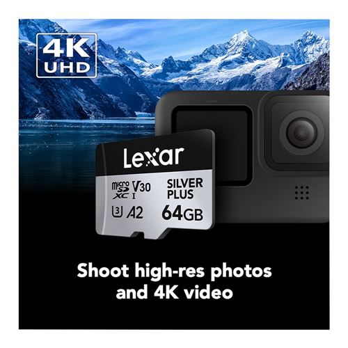 Lexar 64GB Professional SILVER PLUS UHS-I microSDXC Class 10 U3 V30 Flash Memory Card with — vista 4