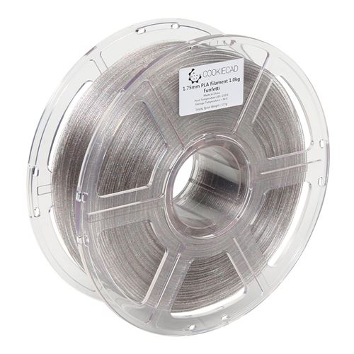 Cookiecad 1.75mm PLA Glitter 3D Printer Filament 1.0 kg (2.2 lbs.) Spool - Rainbow
 Dimens — vista 4