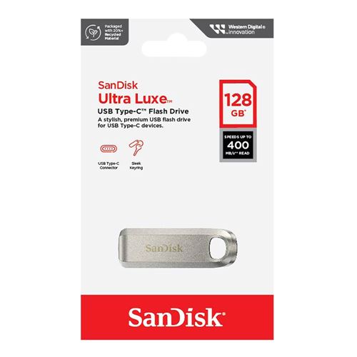 Sandisk 128GB Ultra Luxe Type-C SuperSpeed+ USB 3.2 (Gen 1) Flash Drive - Silver — vista 4