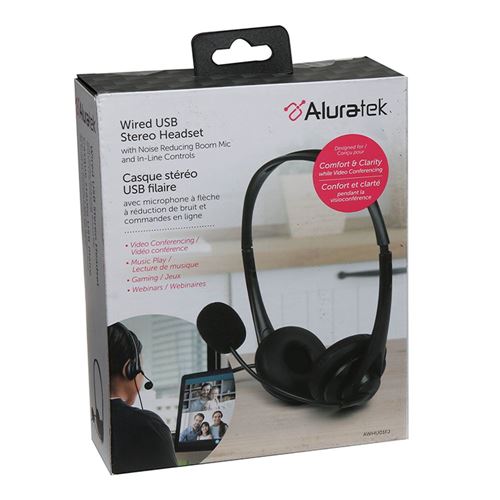 Aluratek Wired USB Stereo Wired Headset - Black
 Noise Reducing Boom Microphone;  In-line  — vista 4