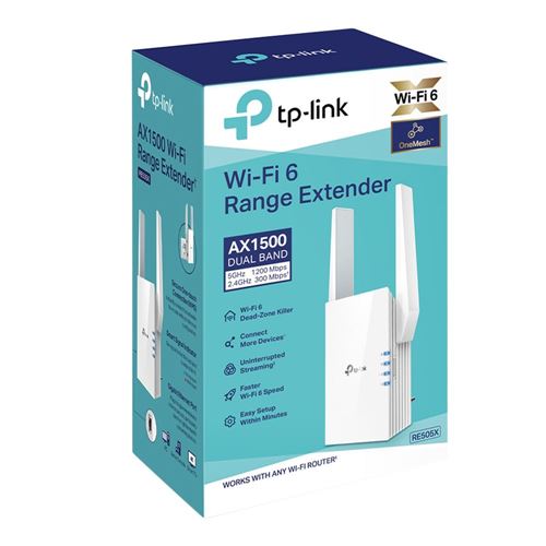 TP-LINK RE505X AX1500 Wi-Fi 6 Range Extender - White — vista 4