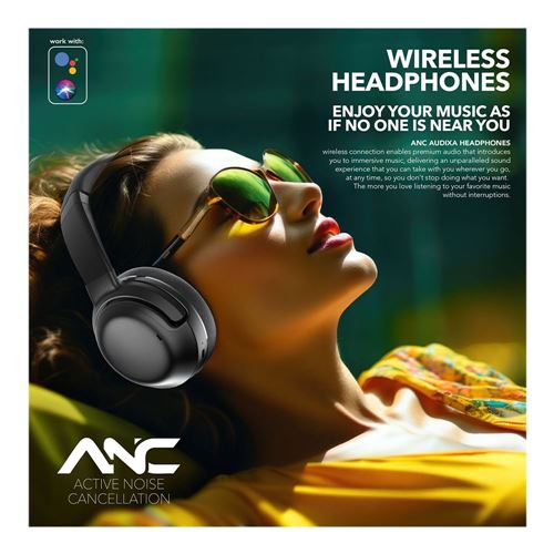 RCA WAVE-76 Active Noise Cancelling Bluetooth Wireless Headphones - Navy Blue — vista 4