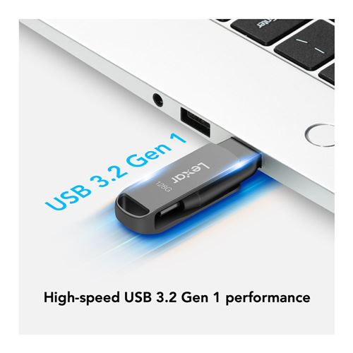 Lexar 128GB JumpDrive Dual Drive D400 USB 3.2 Gen 1 Flash Drive (USB-C / USB-A) — vista 4